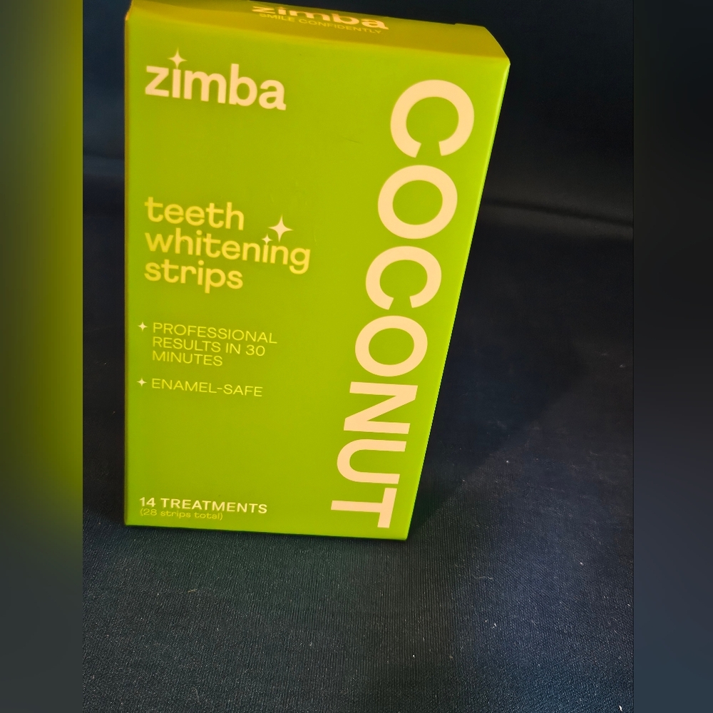 Zimba Coconut Teeth Whitening Strips 14 Treatments (28 Strips) Enamel Safe